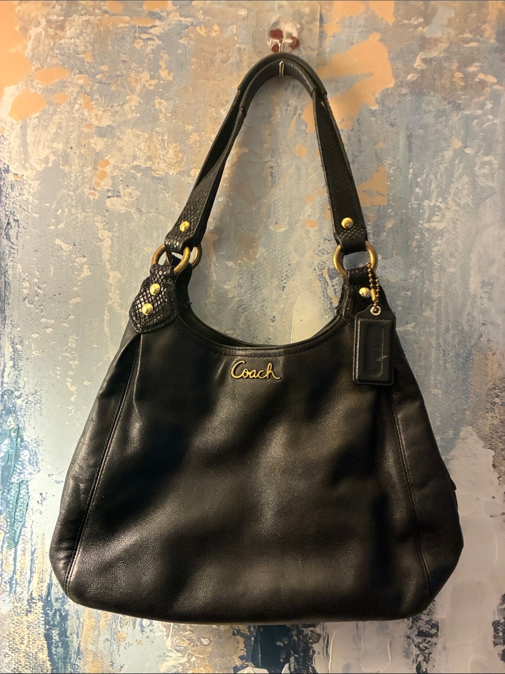 Authentic Coach  Ashley HOBO Black Leather Shoulder Tote with Gold Hardware 2013